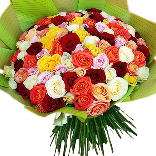 Фото товара 101 троянда мікс в упаковці у Львові