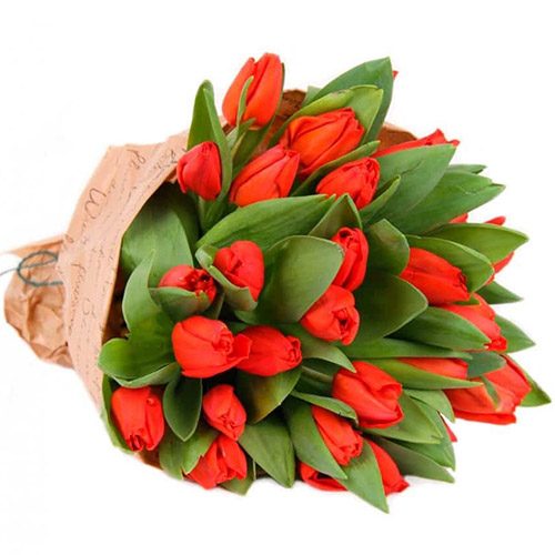Фото товара 35 червоних тюльпанів у "газеті" у Львові