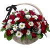 Фото товара 100 червоно-білих троянд у кошику у Львові