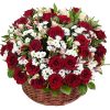 Фото товара 100 багряних троянд "Полум'я" в кошику у Львові