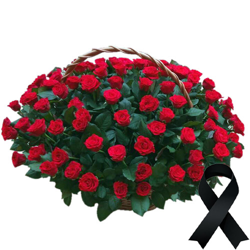 Фото товара 100 червоних троянд у кошику у Львові