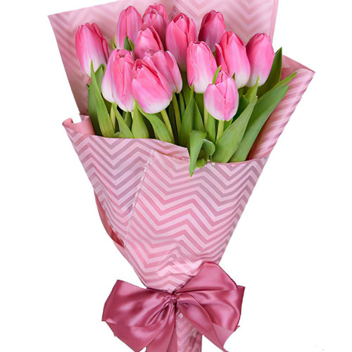 Фото товара 15 розовых тюльпанов у Львові