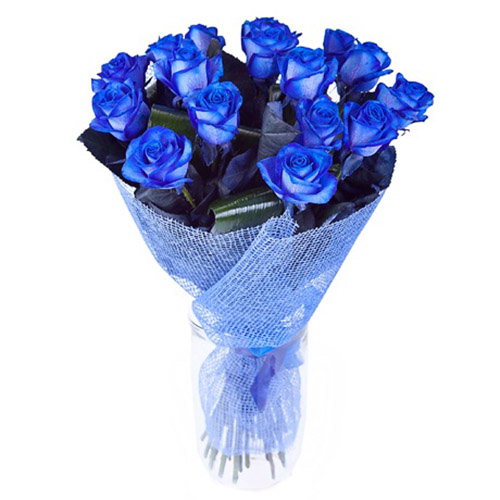 Фото товара 17 синих роз (крашеных) у Львові