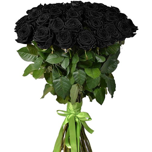 Фото товара 25 чёрных роз (крашеных) у Львові