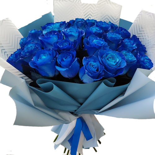 Фото товара 33 синие розы (крашеные) у Львові