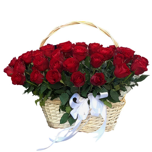 Фото товара 51 червона троянда в кошику у Львові